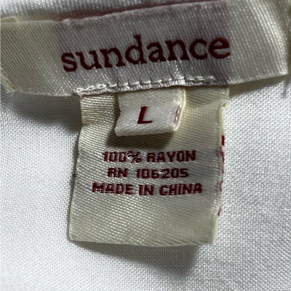 Sundance | White Ruffle Front Long Sleeve Button Up Shirt, Large - Picture 5 of 5